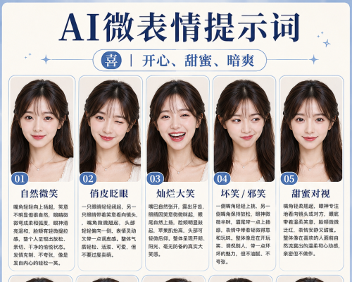 AI人物总是“面无表情”？这40组微表情提示词，让角色一秒有戏