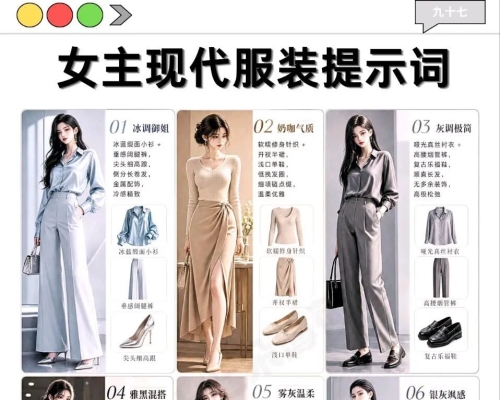 AI女主服饰提示词合集！18套高级穿搭直接用