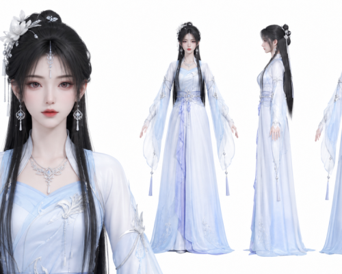 柔美AI漫剧3D国风人物女子角色设计