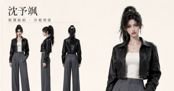 这3位3D半写实美女，把皮革、缎面和粗花呢穿出了三种气场